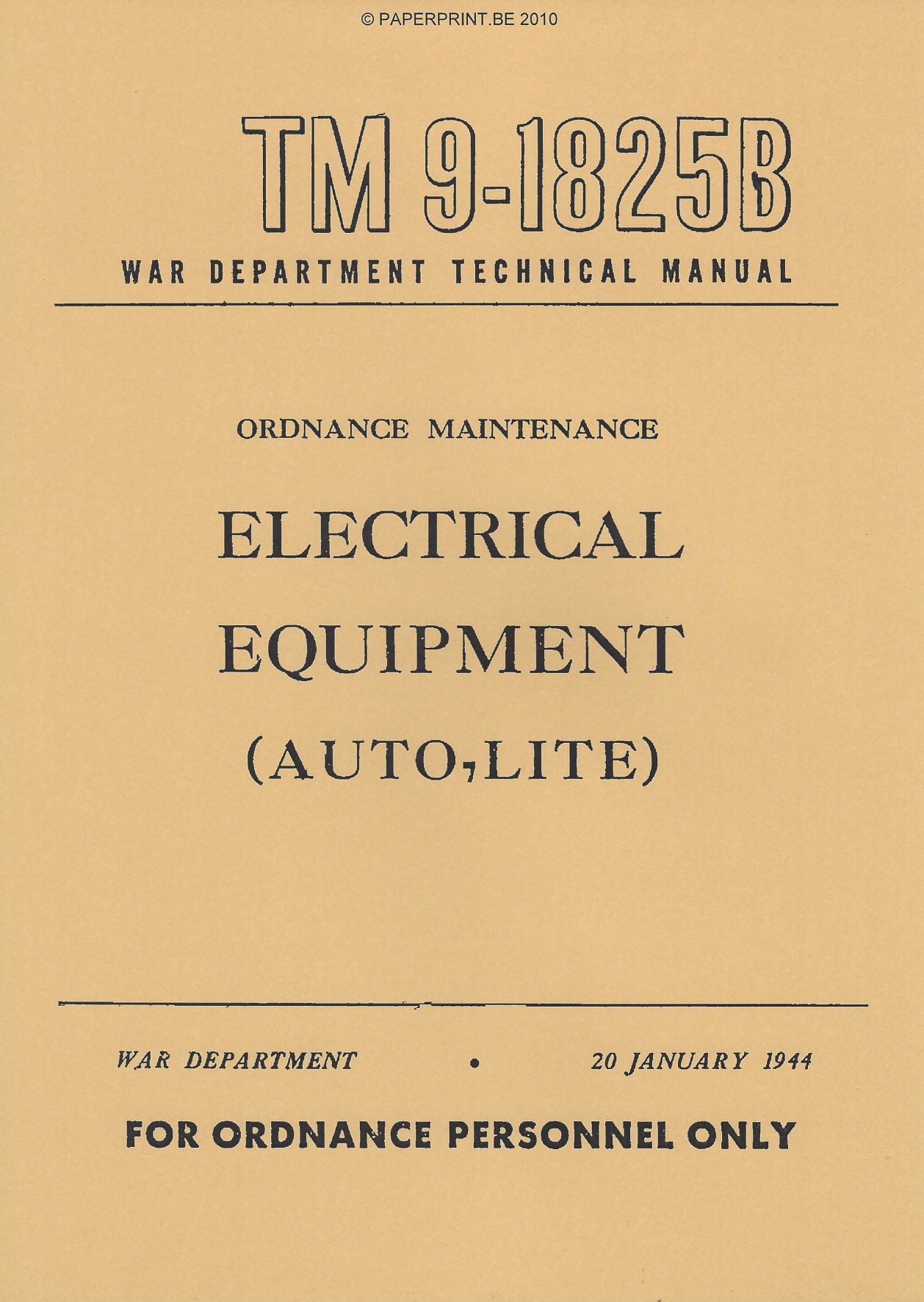 TM 9-1825B US ELECTRICAL EQUIPMENT (AUTO-LITE)